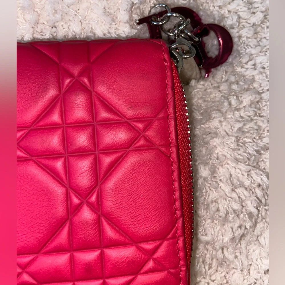 Cannage lady Dior long zipper wallet lambskin pink